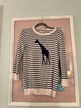 Banana Republic Black & White Striped Giraffe Sweater